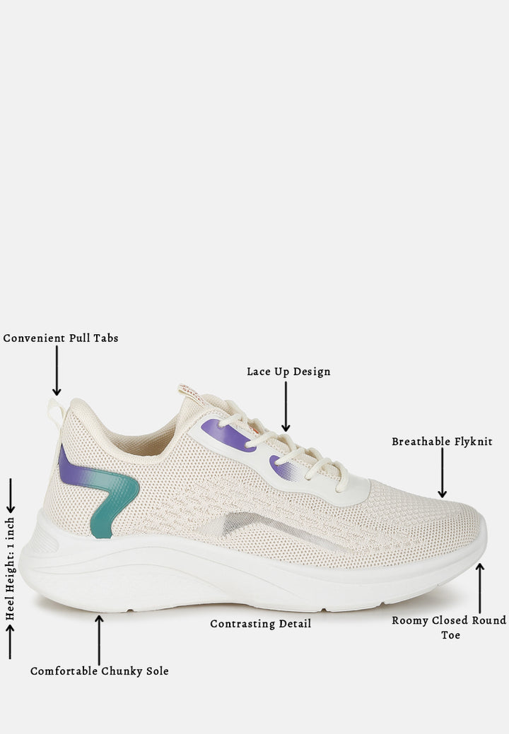 women contrasting detail lace-up sneakers#color_beige