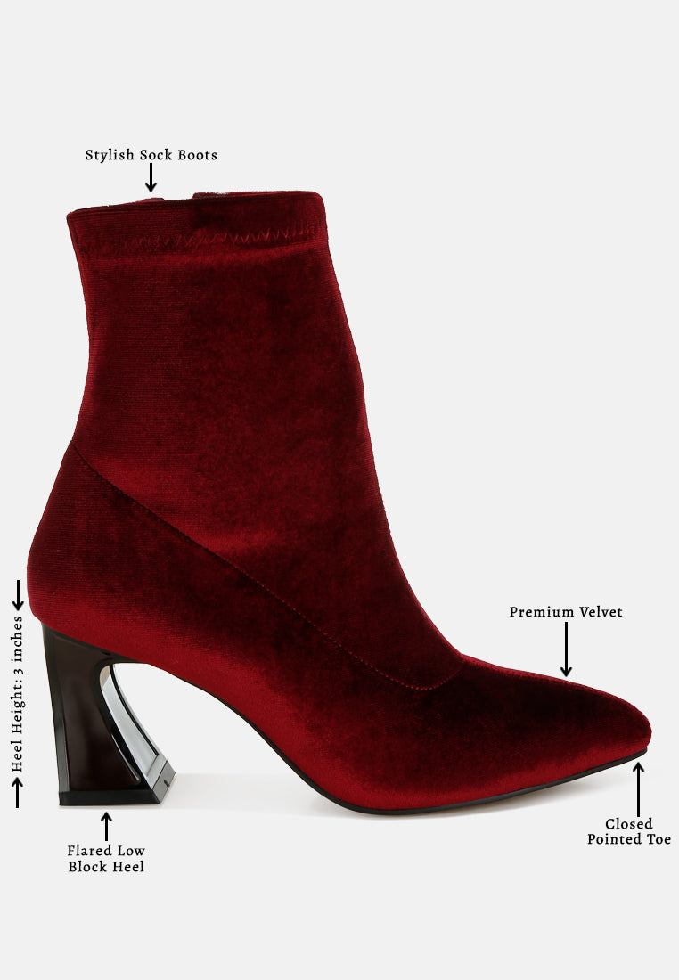 flared block heel velvet boots#colour_burgundy