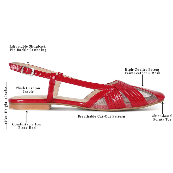 women flat heel slingback sandals#color_red