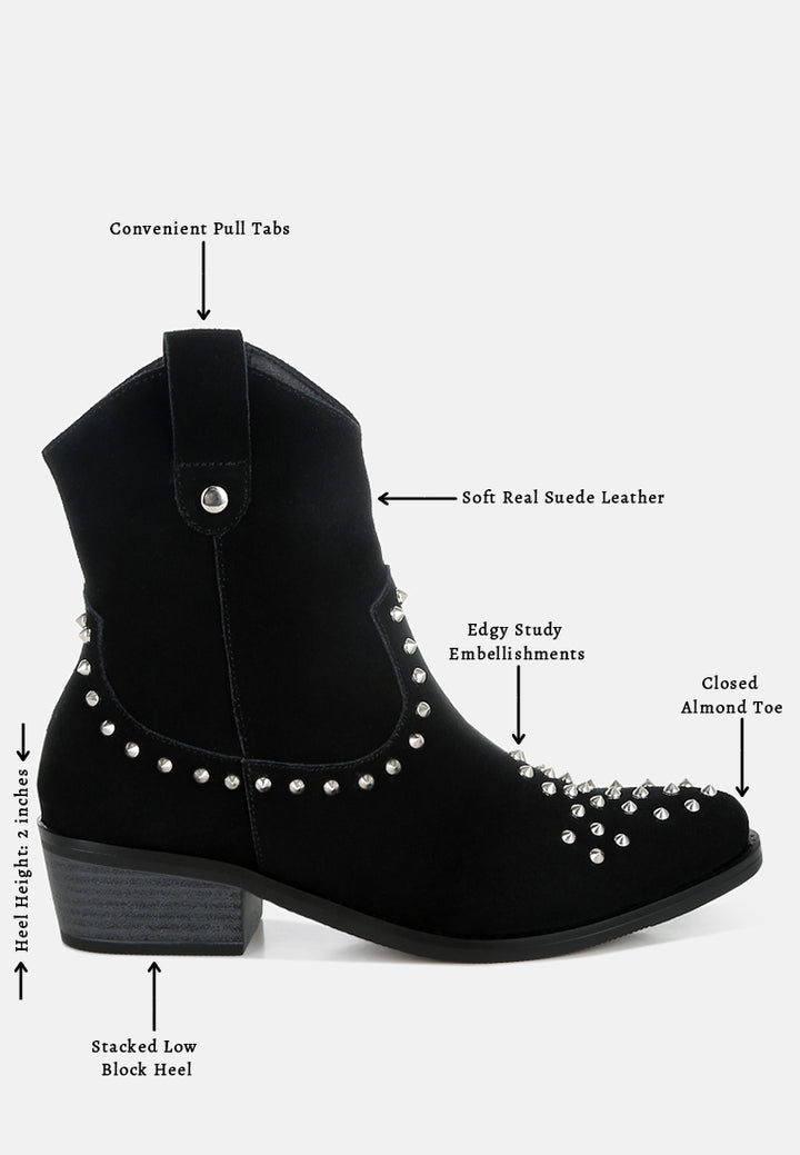 women embellished studs cowboy boots#color_black