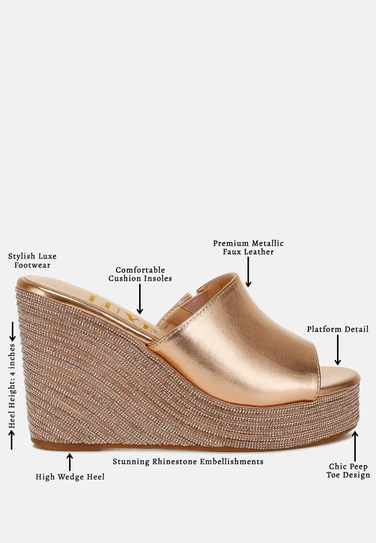 Wedge Heel Peep Toe Sandals#colour_rosegold