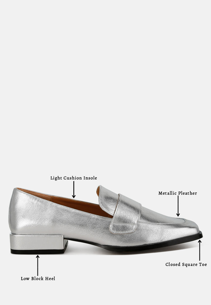women metallic penny loafers#color_silver