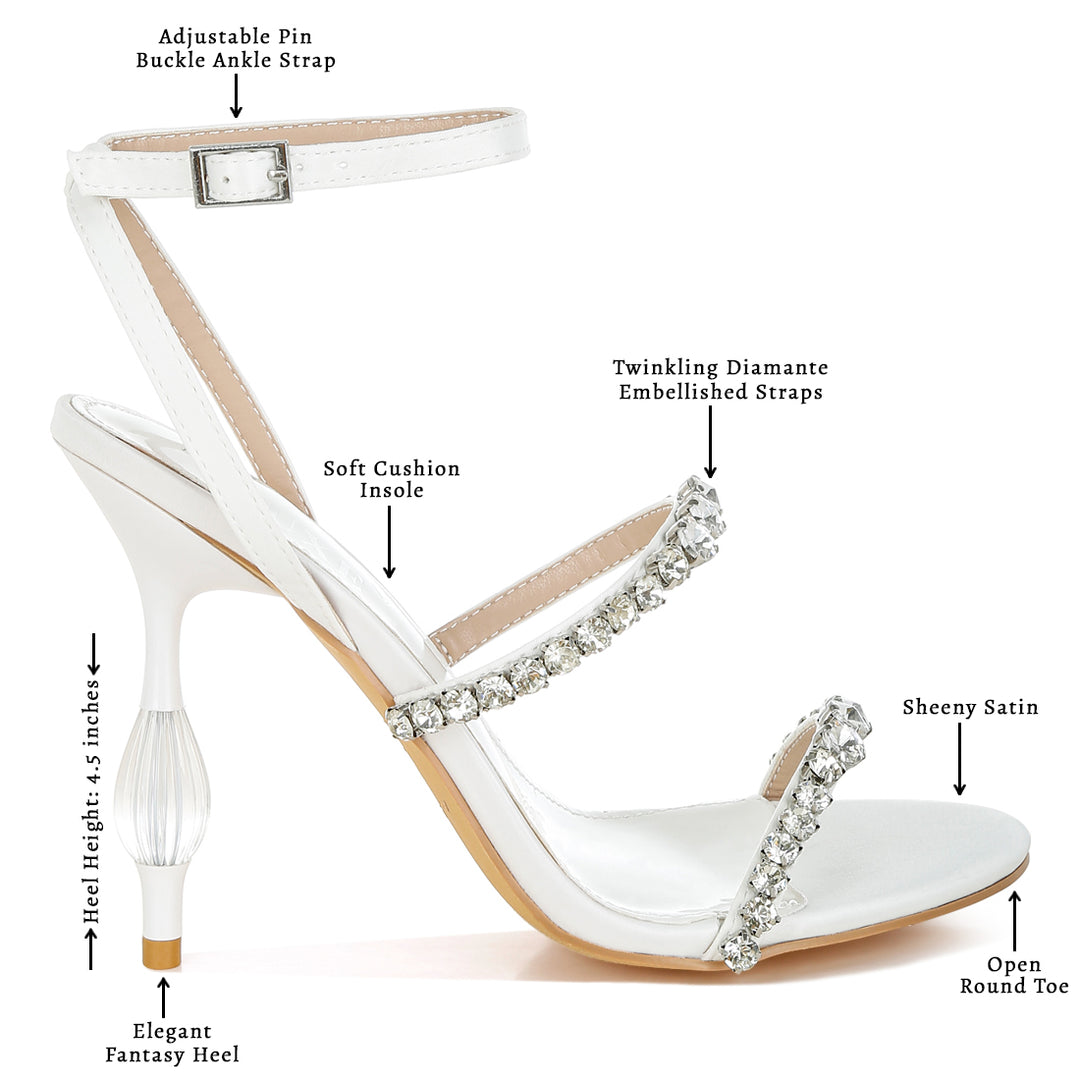 women diamante embellished fantasy heel sandals#color_white