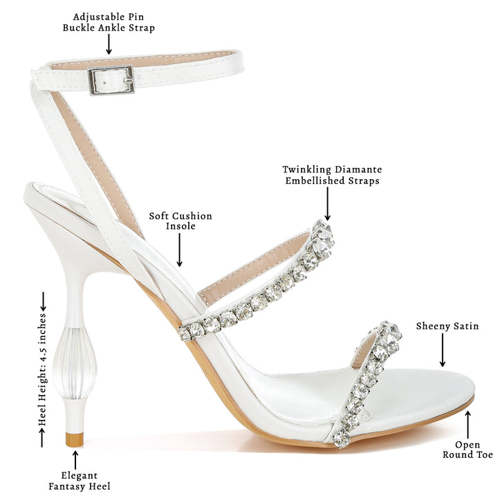 women diamante embellished fantasy heel sandals#color_white