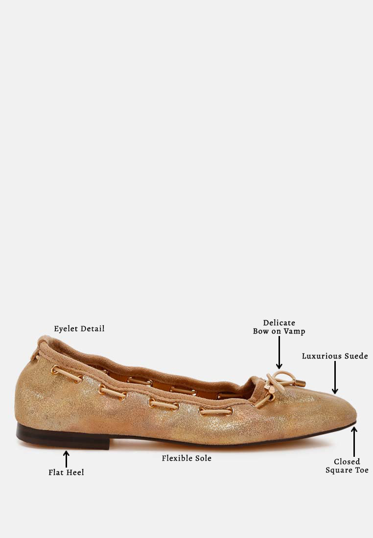 women drawstring bow ballerinas#color_beige