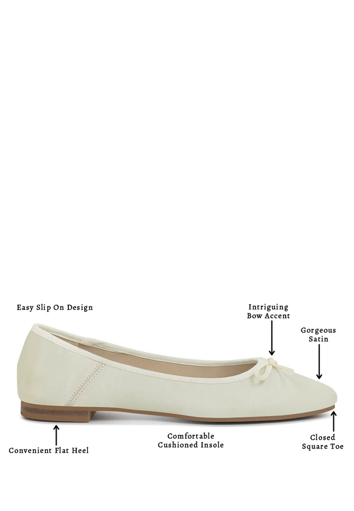 Women Bow Detail Satin Ballerinas