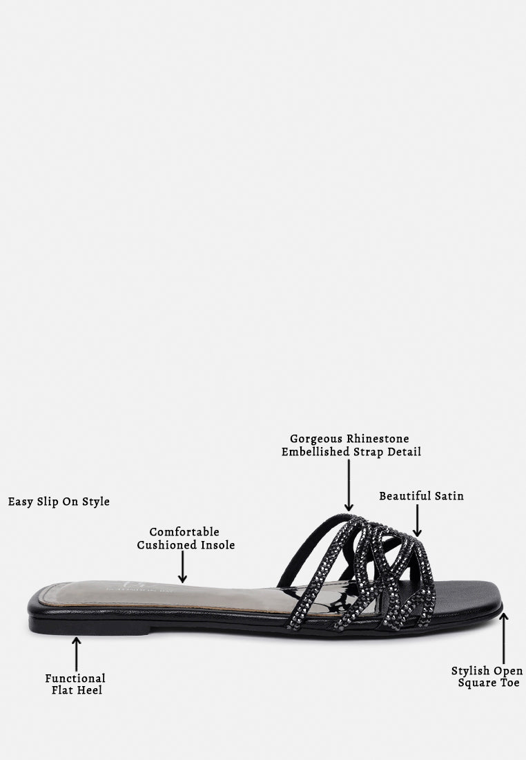 women rhinestone-embellished slip-on flats#color_black