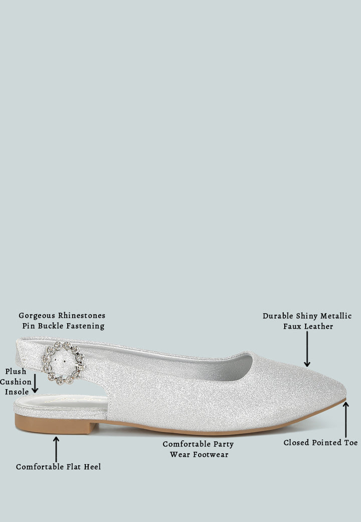 women glitter slingback flat sandals#color_silver