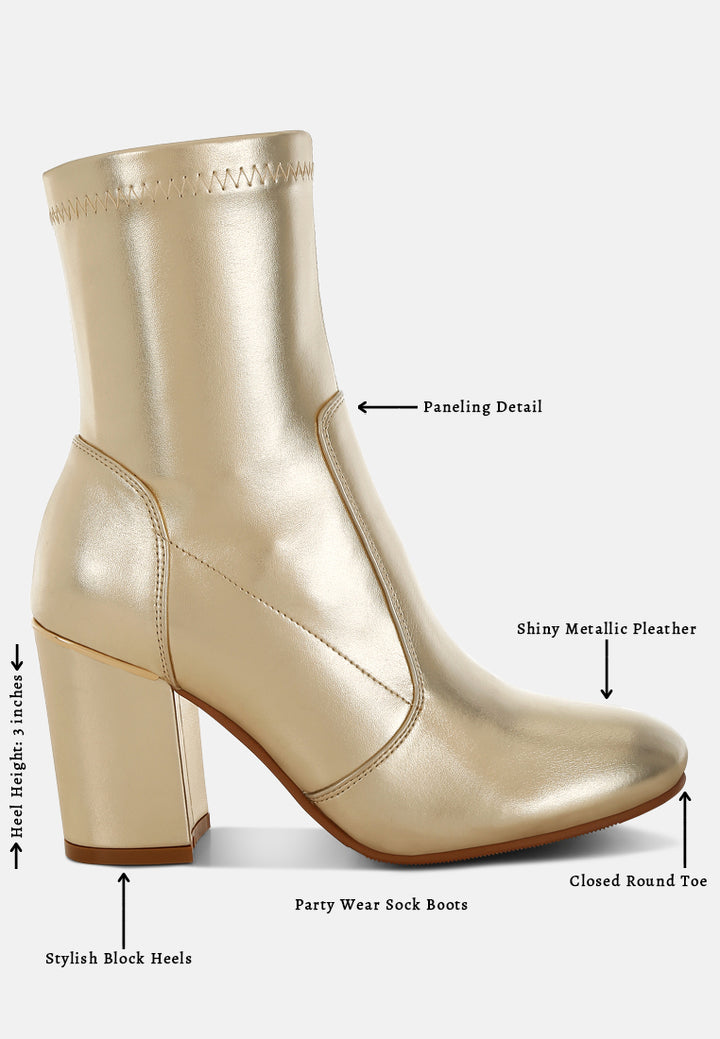 rag & co women metallic pleather sock boots#color_gold