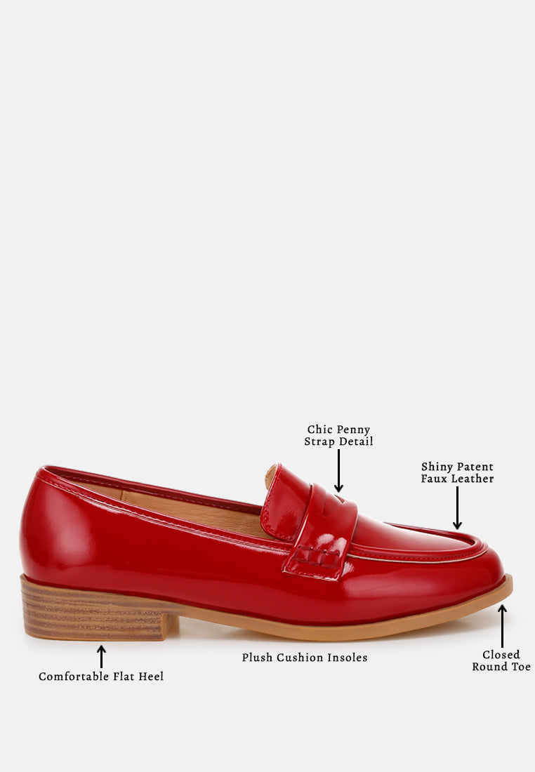 women penny strap detail loafers#color_red