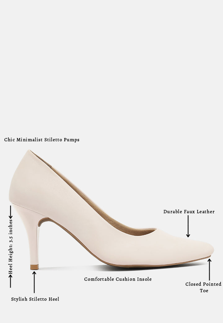 women faux leather stiletto pumps#color_beige