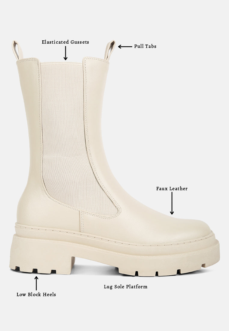 women elasticated gussets lug sole boots#color_beige