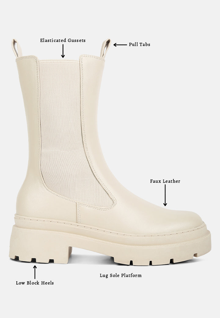 women elasticated gussets lug sole boots#color_beige