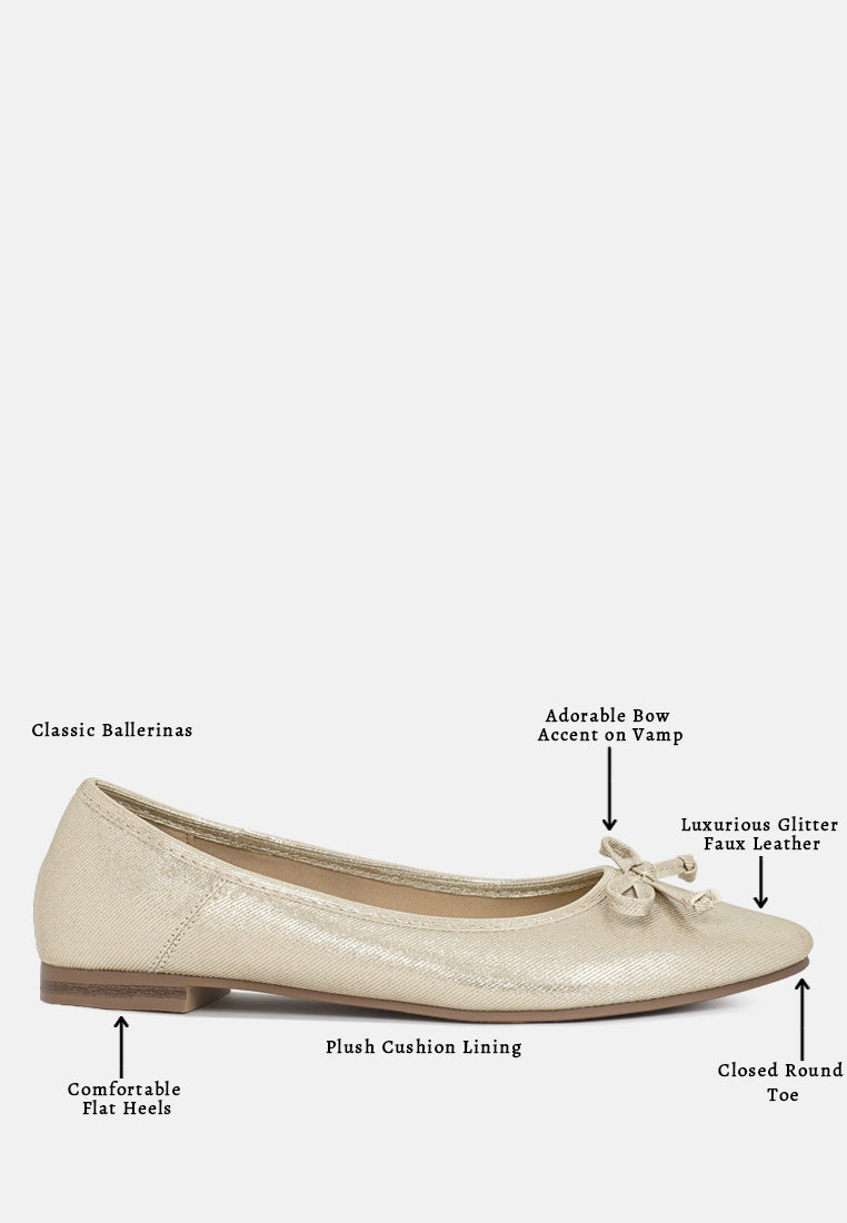women glitter faux leather ballerinas#color_gold