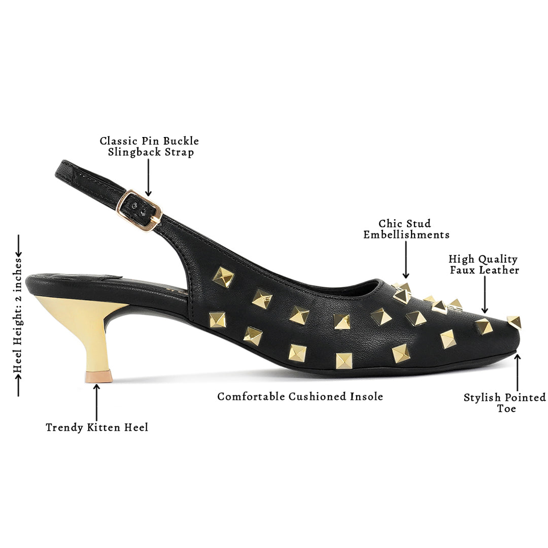 women gold accent studded sandals#color_black