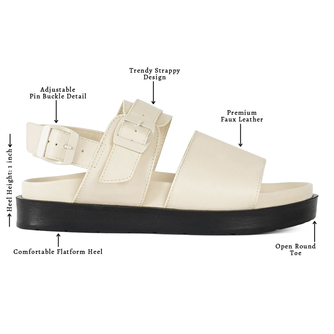 women pin buckle flatform sandals#color_beige