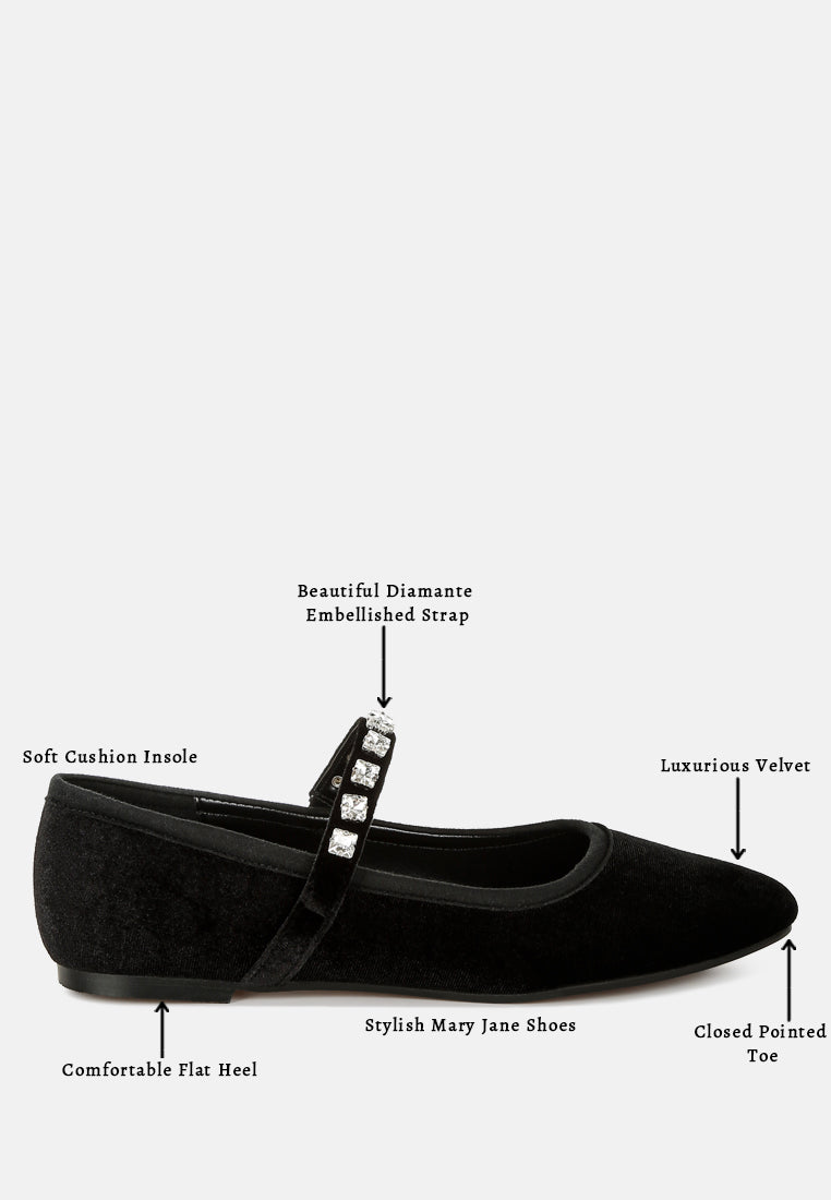 women velvet mary jane ballerinas#color_green