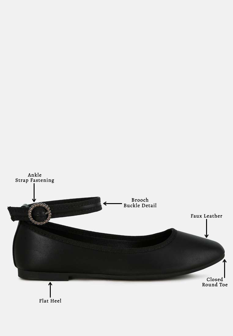 women ankle strap detail ballet flats#color_black