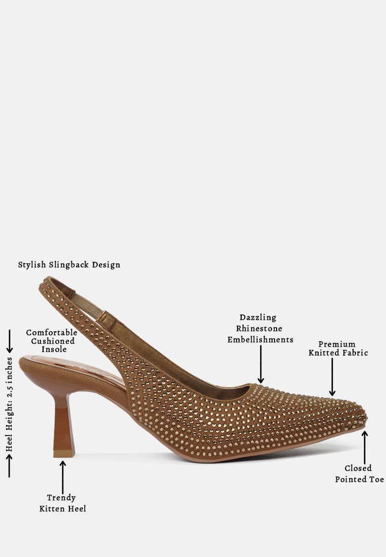 women rhinestonesâ slingbackâ pumps#color_tan