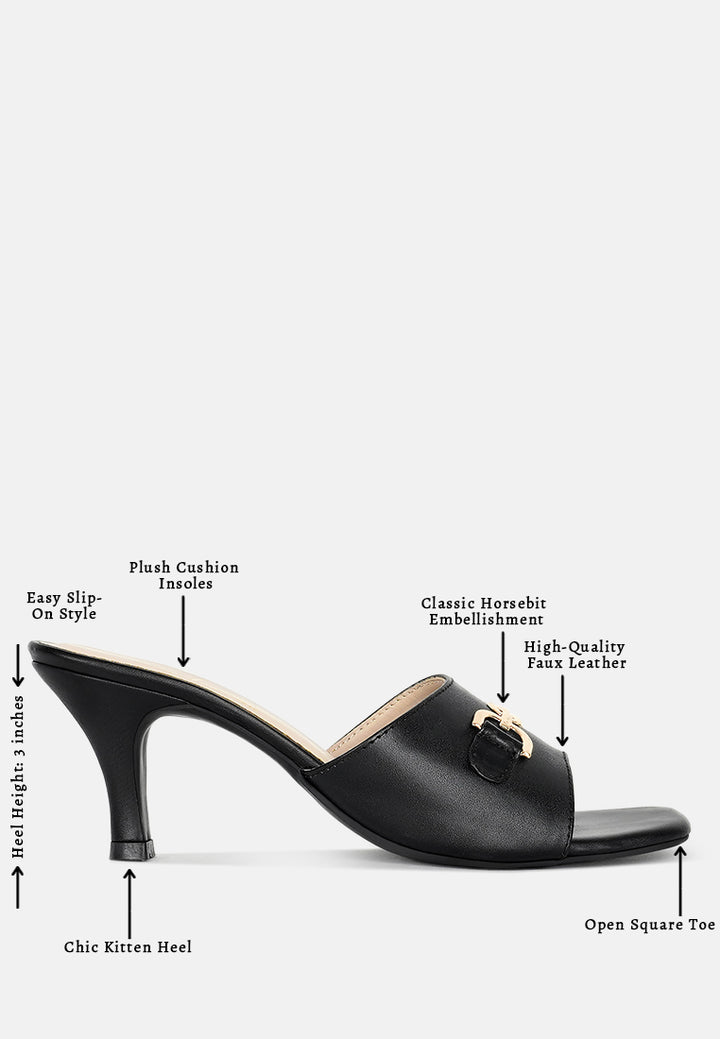 women horsebit detail heels#color_black