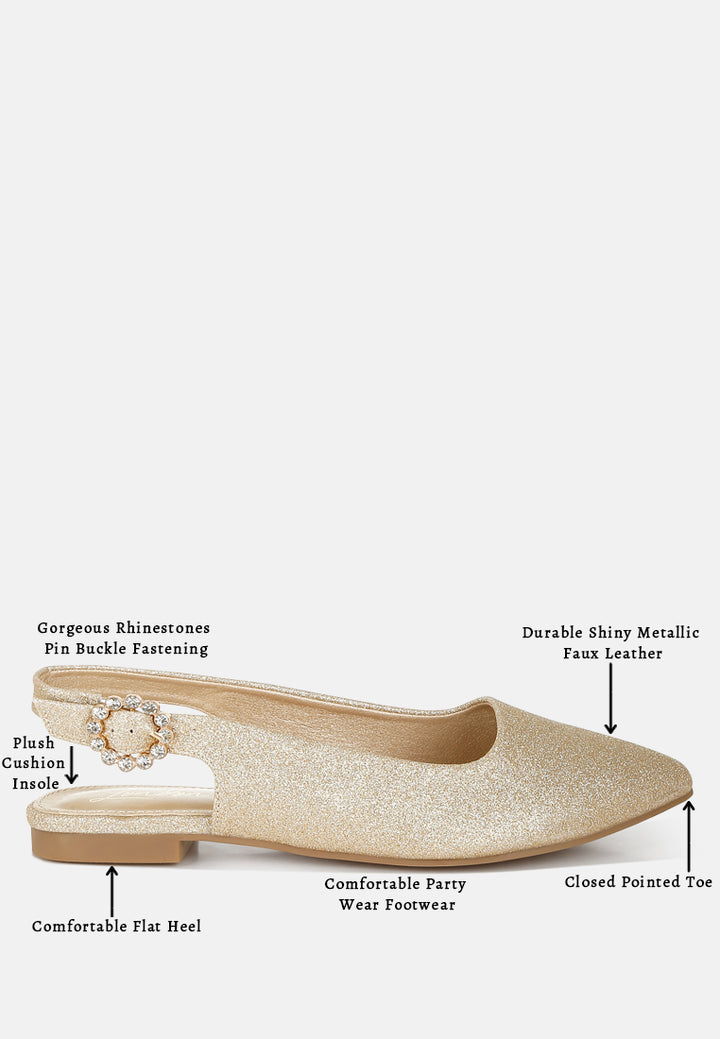 women glitter slingback flat sandals#color_gold
