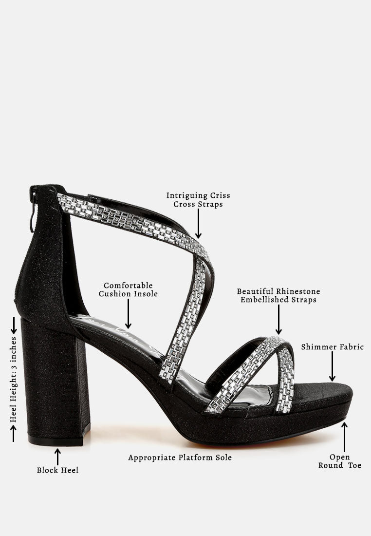 women rhinestones embellished strappy sandals#color_black