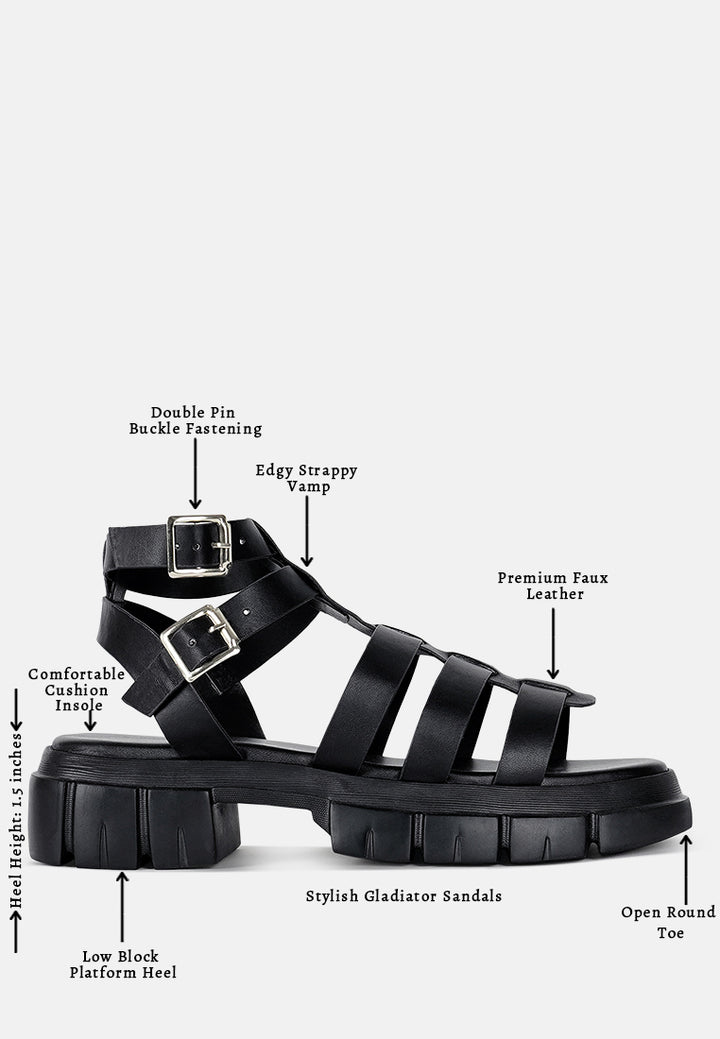 women faux leather gladiator sandals#color_black