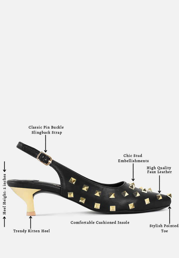 women gold accent studded sandals#color_black