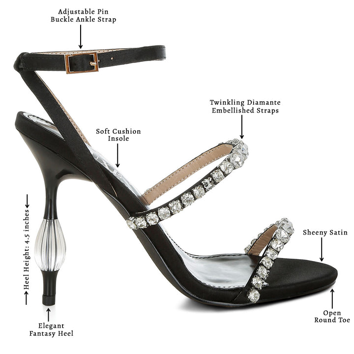 women diamante embellished fantasy heel sandals#color_black