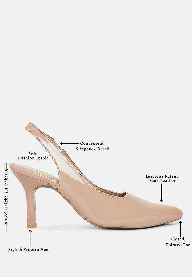 women patent faux leather stiletto heels#color_light-pink