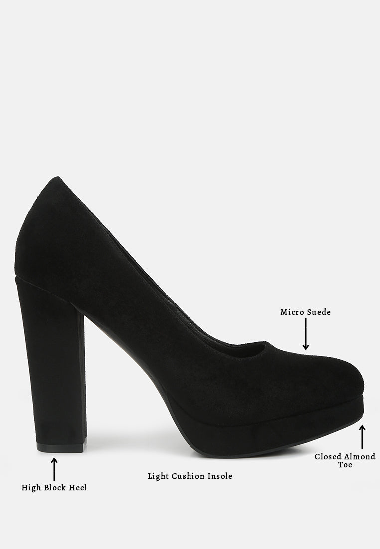 women delia suede block heel pumps#color_black