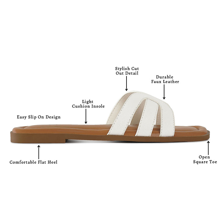 faux leather flat heel slip ons#color_white