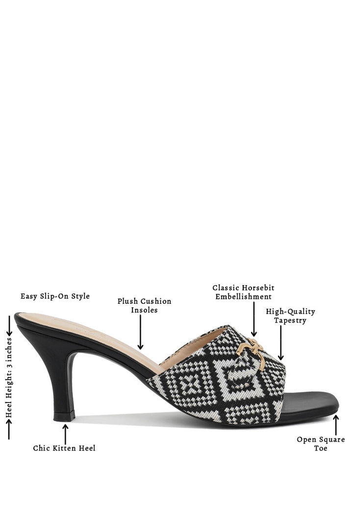 Women Textured Tapestry Kitten Heels