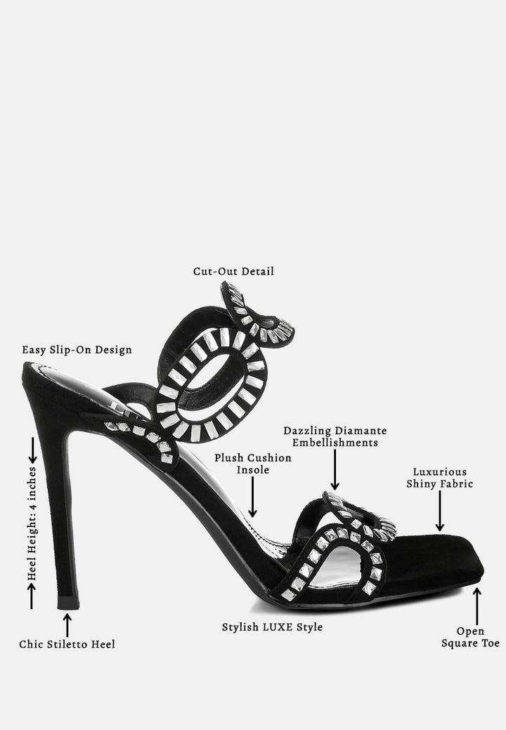 women cut out detail stiletto heel sandals#color_black