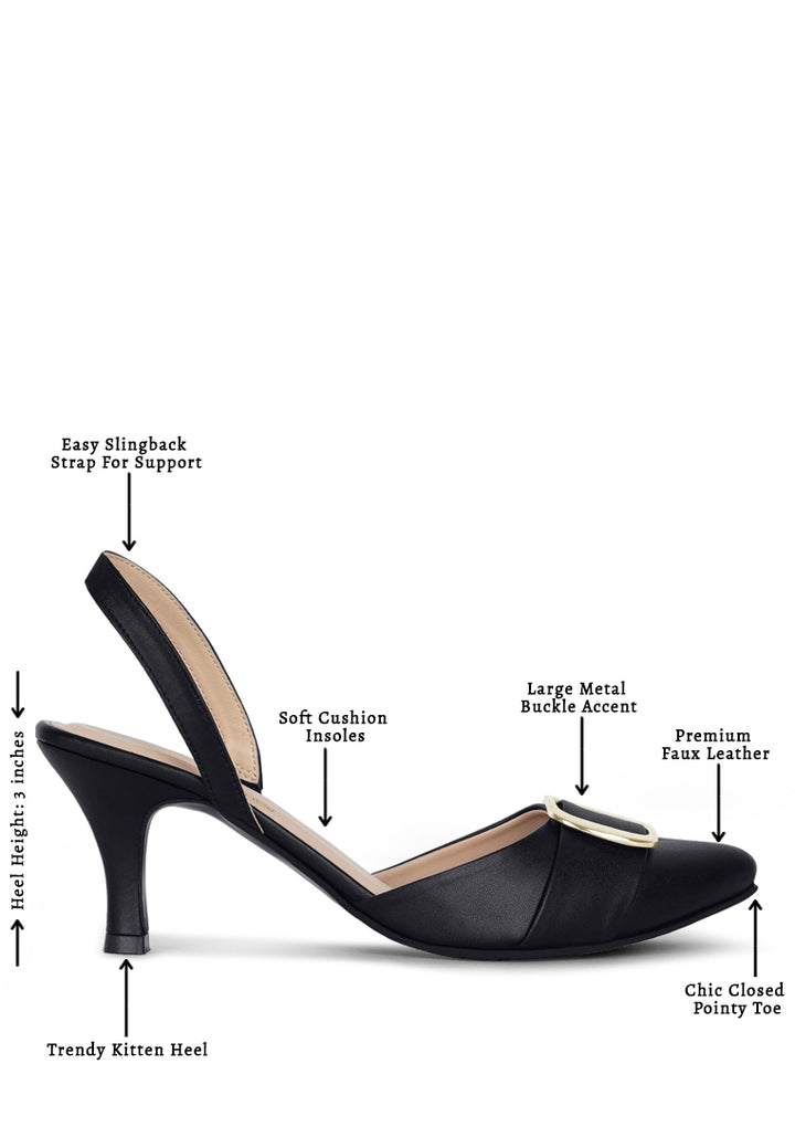 women slingback pointed toe kitten heels#color_silver