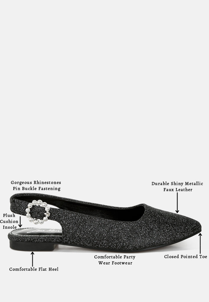 women glitter slingback flat sandals#color_black