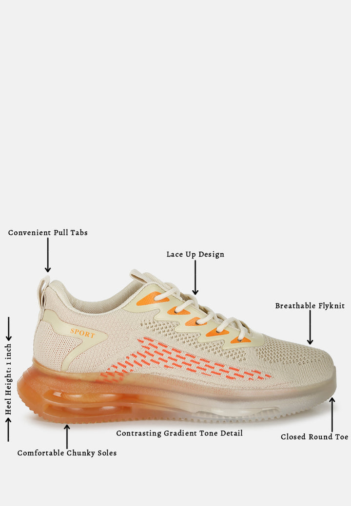 men chunky anti-skid flyknit sneakers#color_orange