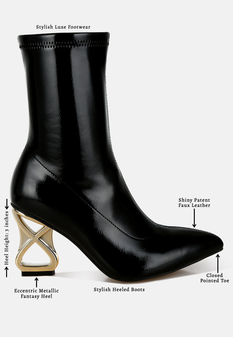 fantasy heel patent faux leather boots#colour_black