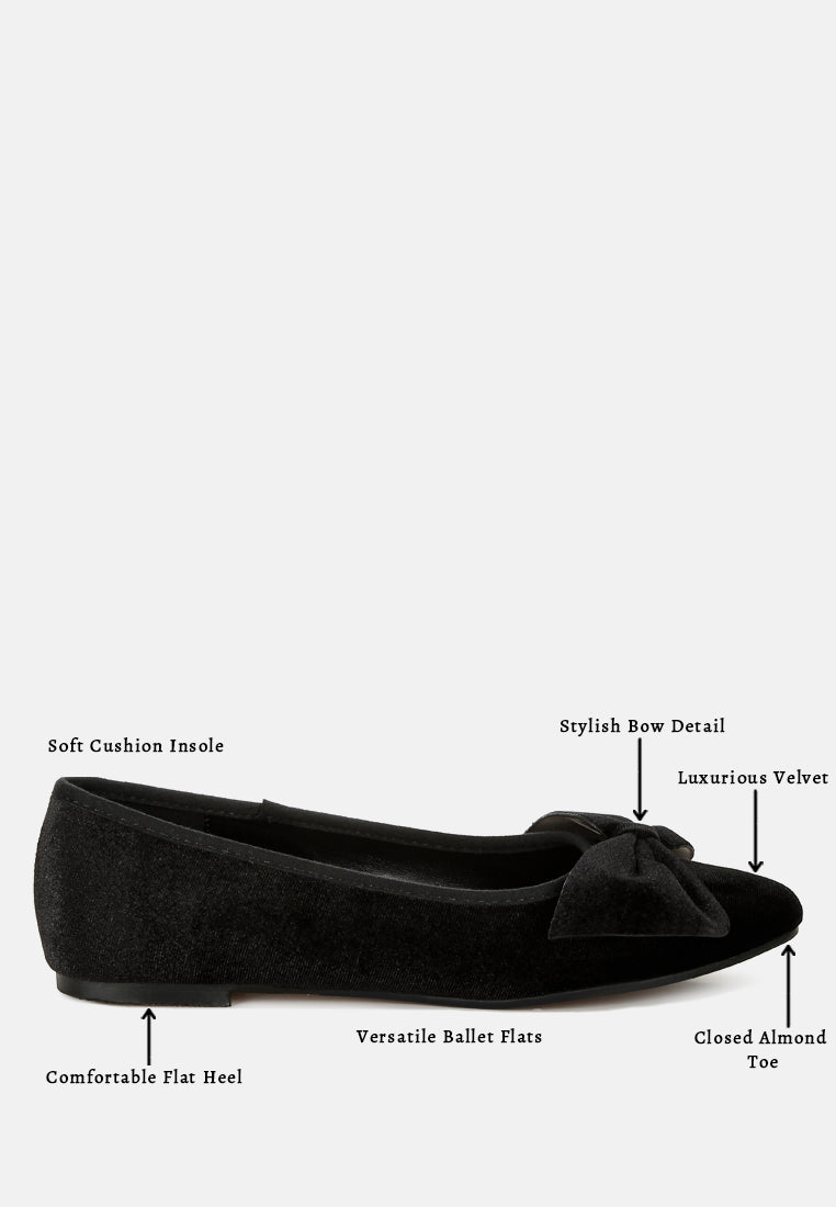 women velvet bow detail ballerinas#color_black