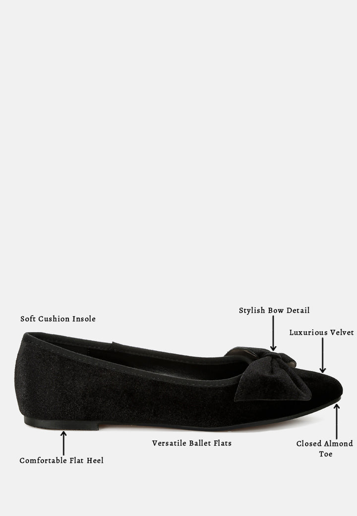 women velvet bow detail ballerinas#color_black