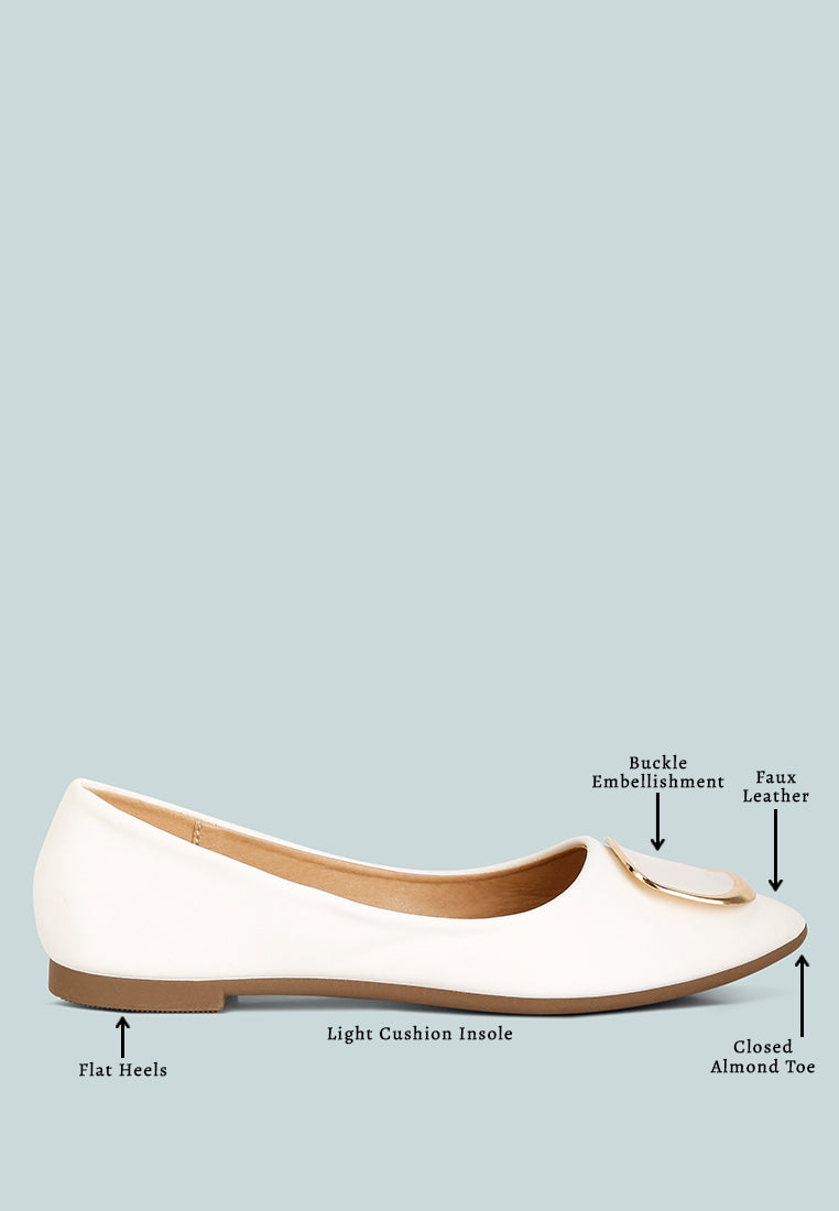 women brooch detail ballet flats#color_white