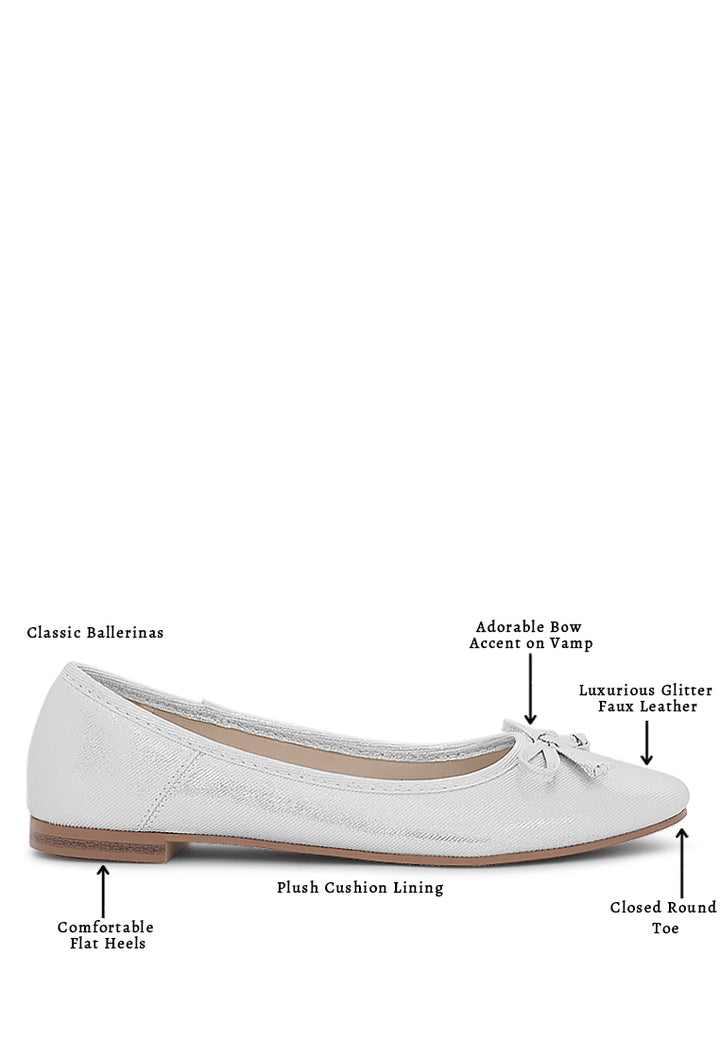 Women Glitter Faux Leather Ballerinas