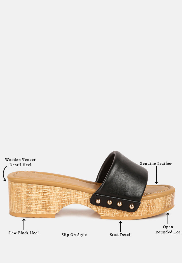 women stud embellished  wedge sandals#color_black