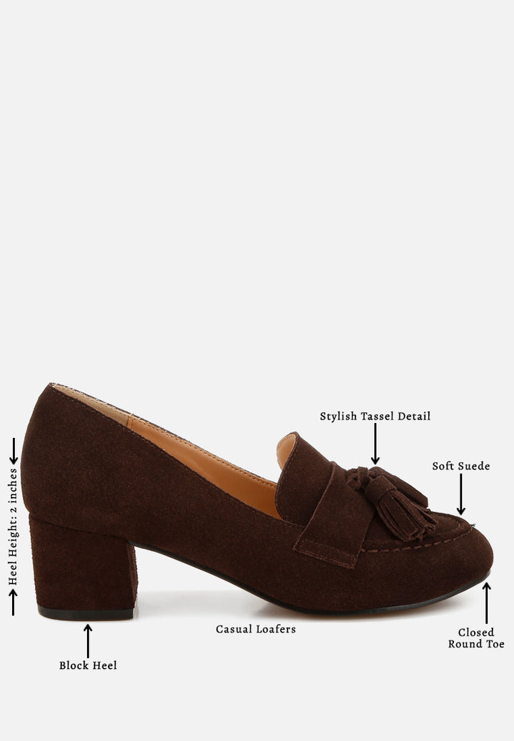 women suede tassel loafers#color_brown