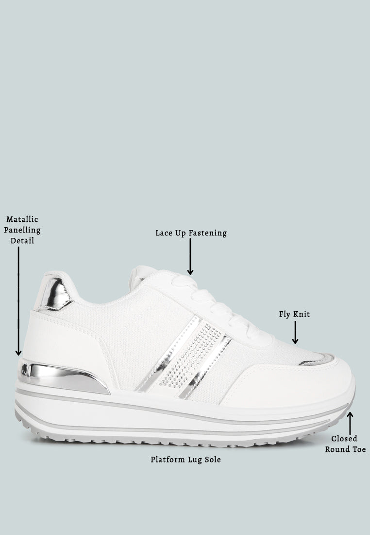 metallic panel platform sneakers#color_white