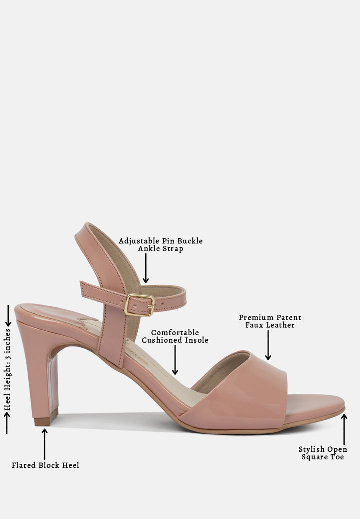 women glossy faux leather buckle sandals#color_nude