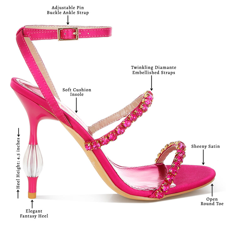 women diamante embellished fantasy heel sandals#color_fuschia