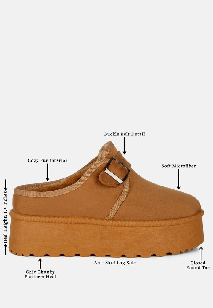 women buckle strap fur platform classic slip-on#color_tan
