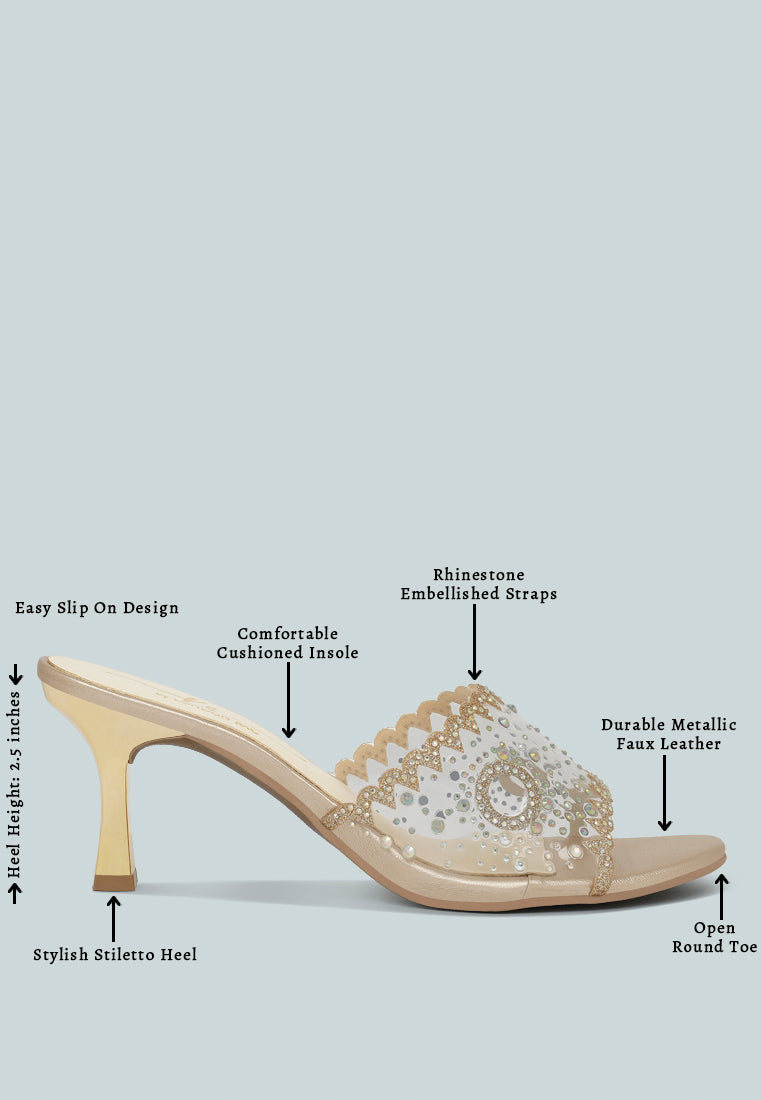 women rhinestones & glitter embellished kitten heels#color_gold