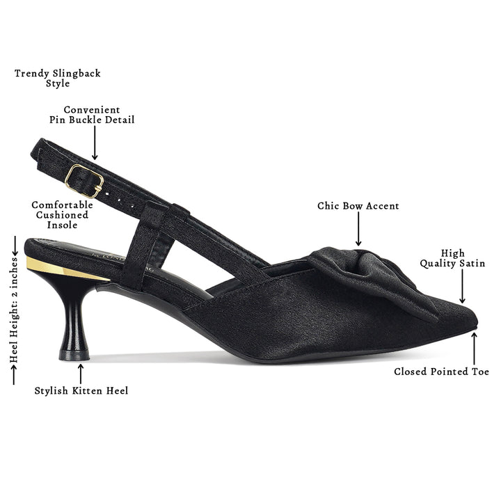 london rag women bow detail slingback sandals#color_black